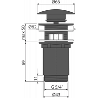 Донный клапан для раковины Alcaplast 32 мм, черный (А392Black)