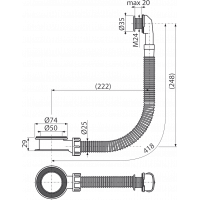 Слив-перелив для раковины Alcaplast 40 мм (A328CR)