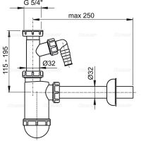 Сифон для раковины Alcaplast с отводом для бытовой техники 32 мм (A430P)