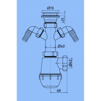 Сифон для мойки АНИ Пласт Грот с 2-мя отводами для бытовой техники 40 мм (А1100)