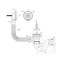 Слив-перелив для ванны Ани с цепочкой 500 мм (E150)