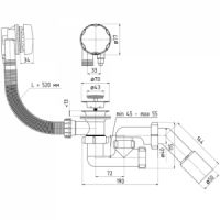 Слив-перелив для ванны Ани полуавтомат 520 мм (EM421)