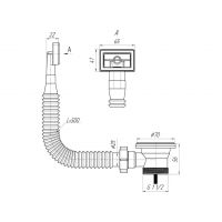 Слив-перелив для мойки АНИ Пласт 70 мм гибкий с прямоугольным переливом (N105S)
