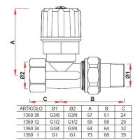 Вентиль регулирующий прямой FAR для радиатора (FV 1350)