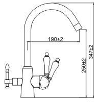 Смеситель для кухни (мойки) Kaiser Vincent 31744-2 под фильтр, черный мрамор