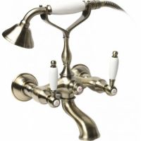 Смеситель для ванны с душем Kaiser Vincent 31022-1 с двумя рукоятками, бронза