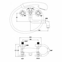 Смеситель для ванны с душем Kaiser Cross 41022-1 бронза