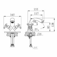 Смеситель для раковины Kaiser Trio 57011-1 двухвентильный, бронза