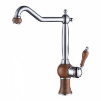 Смеситель для кухни (мойки) Kaiser Wood 61033 однорычажный, хром/дуб Смеситель для кухни (мойки) Kaiser Wood 61033 однорычажный, хром/дуб