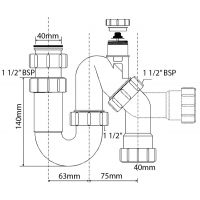 Сифон для раковины McAlpine с вентиляционным клапаном 40 мм (MRSK12CV)
