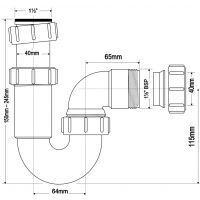 Сифон для раковины McAlpine трубный 40 мм (MRSK15)