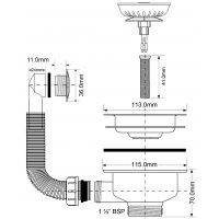 Слив-перелив для раковины McAlpine 40 мм (OF2-113SCL)