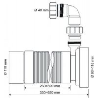 Гофра для унитаза McAlpine с отводом 40 мм L330-800 мм (MRWC-F33PD)
