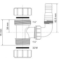 Муфта McAlpine с адаптером для бытовой техники 32 мм (32EWM)