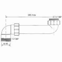 Труба отводная McAlpine для сифона под 90° 40 мм (HC13)