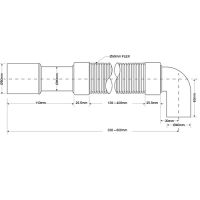Гофра для сифона угловая McAlpine 40мм L335-600 мм (MRMF2-E)