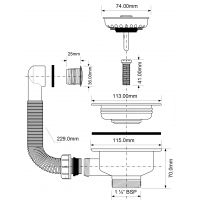 Слив-перелив для раковины McAlpine 113 мм черный матовый (OF2-113S-MLB)