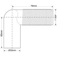 Переходник угловой McAlpine 1"x32 мм (S13C)