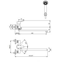 Смеситель для ванны с душем Vidima Некст BA403AA однорычажный