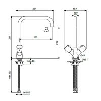 Смеситель для кухни Vidima Нео BA337AA двухвентильный, хром