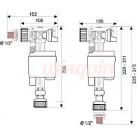 Клапан сливного бачка Wirquin Doblo нижняя/боковая подводка 1/2" (10975015) 