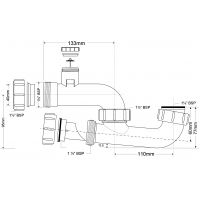 Сифон для ванны McAlpine трубный с вентиляционным клапаном 40 мм (MRB7-ANSV)