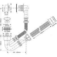 Слив-перелив для ванны McAlpine с цепочкой 500 мм (MRB4)