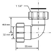 Отвод компрессионный с накидной гайкой McAlpine угол 90°