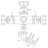 Тройник компрессионный McAlpine 40 мм с адаптером для бытовой техники (40TD-WM)