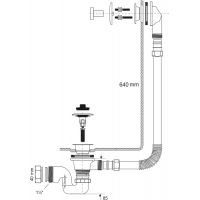 Слив-перелив для ванны McAlpine автомат 640 мм "хром" (BRASSTRAP-50-C)