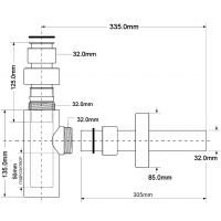 Сифон для раковины McAlpine бутылочный 32 мм, хром (CA32MINI-CB)