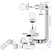 Слив-перелив для ванны McAlpine полуавтомат 380-700 мм (MRB14CB-PB)