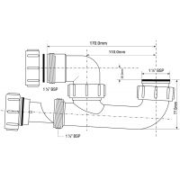 Сифон для ванны McAlpine трубный 40 мм (MRB7-ANS)