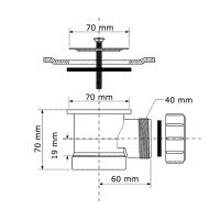 Сифон универсальный McAlpine с коротким выпуском 40 мм (MRBT70-40)
