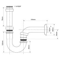 Сифон для раковины McAlpine трубный 32 мм, хром (MRP3275-CB-NW)
