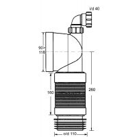 Гофра для унитаза McAlpine с отводом угловая 90° L260-540 мм (MRWC-F11RD)