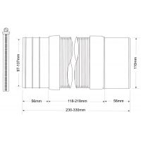 Гофра для унитаза McAlpine с металлическим хомутом L230-330 мм (MRWC-F23PJ)