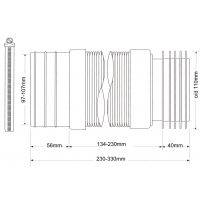 Гофра для унитаза McAlpine с металлическим хомутом L230-330 мм (MRWC-F23RJ)