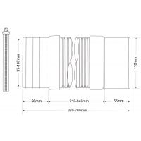 Гофра для унитаза McAlpine с металлическим хомутом L330-760 мм (MRWC-F33PJ)
