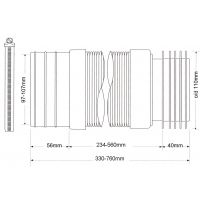 Гофра для унитаза McAlpine с металлическим хомутом L330-760 мм (MRWC-F33RJ)
